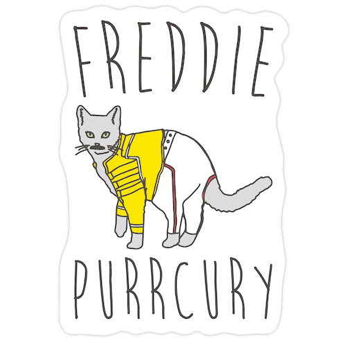 Freddie Purrcury Cat Parody Die Cut Sticker