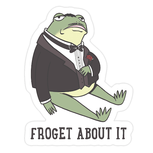Froget About It Frog Mafia Parody Die Cut Sticker