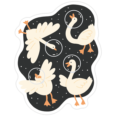 Geese In Space Die Cut Sticker