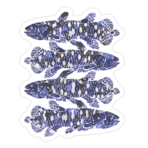 Geometric Jeweled Coelacanth Fish Die Cut Sticker