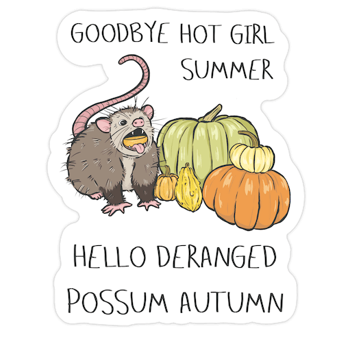 Goodbye Hot Girl Summer Hello Deranged Possum Autumn Die Cut Sticker