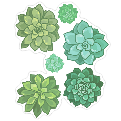 Green Succulent Pattern Die Cut Sticker