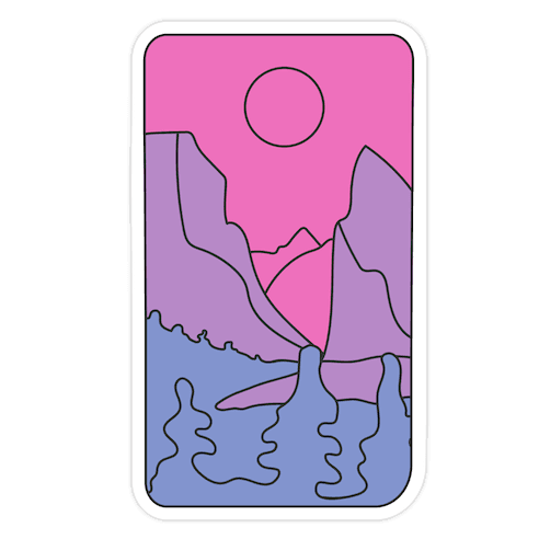 Groovy Pride Flag Landscapes: Bi Flag Die Cut Sticker