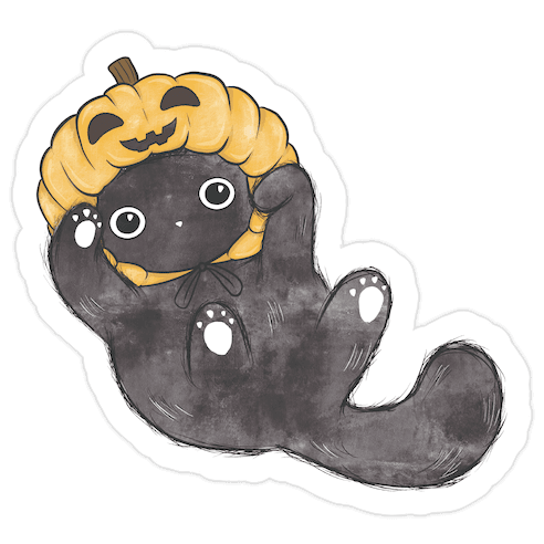 Halloween Pumpkin Cat Die Cut Sticker