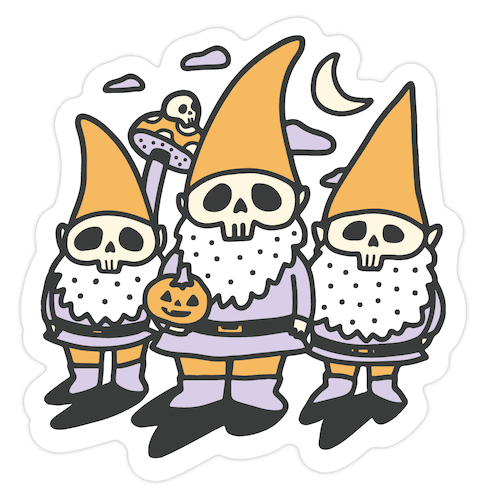 Happy Hall-Gnome-Ween (Halloween Gnomes) Die Cut Sticker