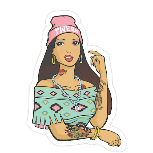 Hipster Pocahontas Die Cut Sticker