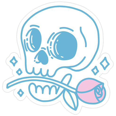 Hopeless Romantic Skull Die Cut Sticker