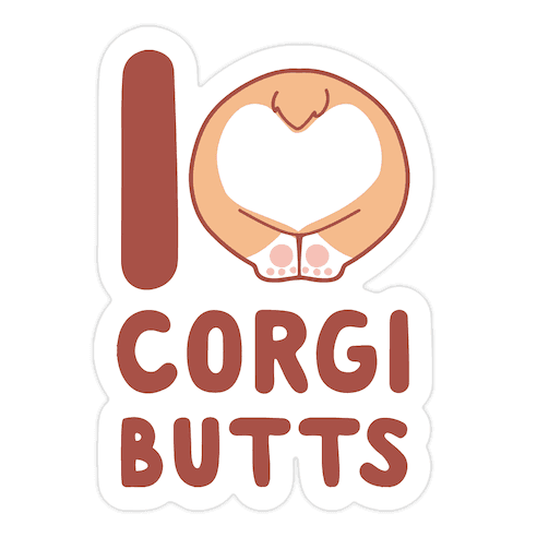 I Heart Corgi Butts Die Cut Sticker