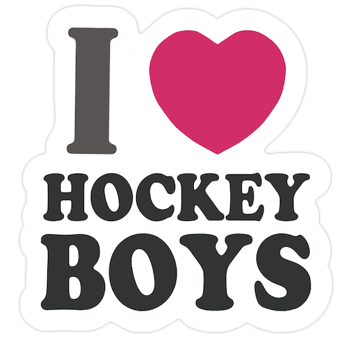 I Love Hockey Boys Die Cut Sticker