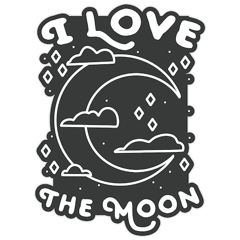I Love The Moon Die Cut Sticker