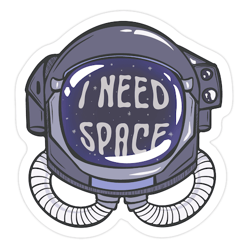 I Need Space Astro Head Die Cut Sticker