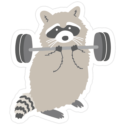I Workout So I Can Eat Garbage Raccoon Die Cut Sticker