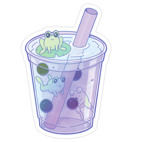 Kawaii Boba Frogs Die Cut Sticker