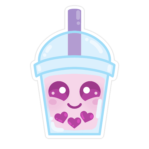Kawaii Heart Boba Drink Die Cut Sticker