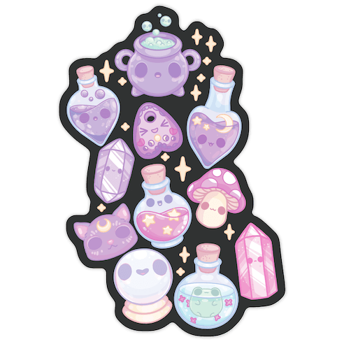 Kawaii Witchy Pattern Die Cut Sticker