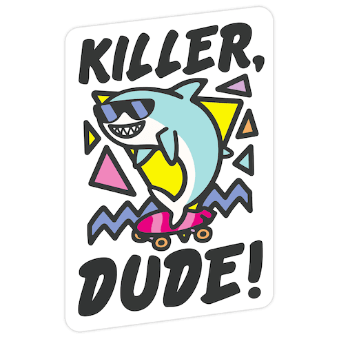 Killer Dude Shark Die Cut Sticker