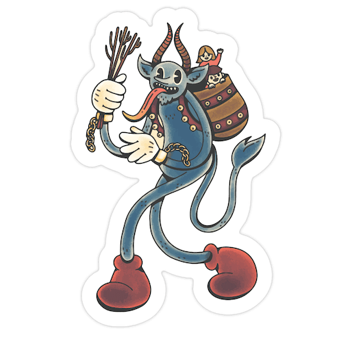 Krampus Cartoon Die Cut Sticker