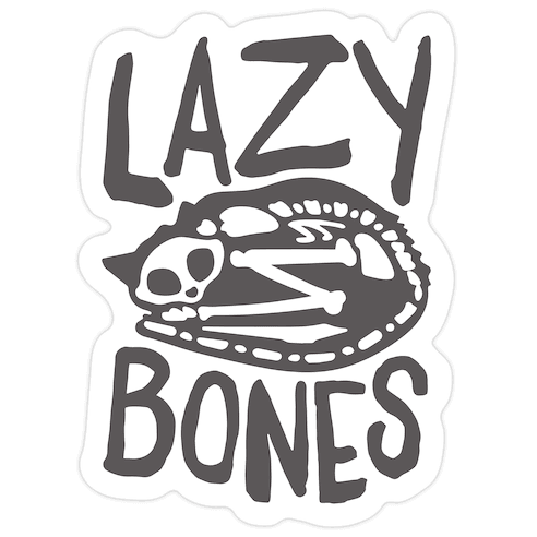 Lazy Bones Cat Skeleton Die Cut Sticker