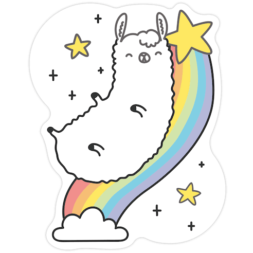 Llama On A Rainbow Die Cut Sticker