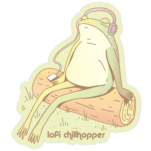 Lofi Chillhopper Frog Die Cut Sticker