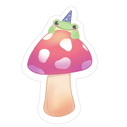 Magic Mushroom Frog Die Cut Sticker