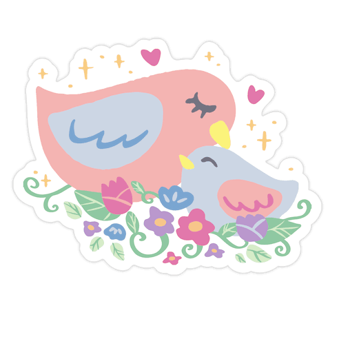 Mama Bird Orange Die Cut Sticker