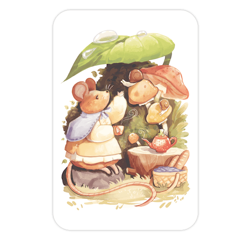 Mouse Tea Time Die Cut Sticker