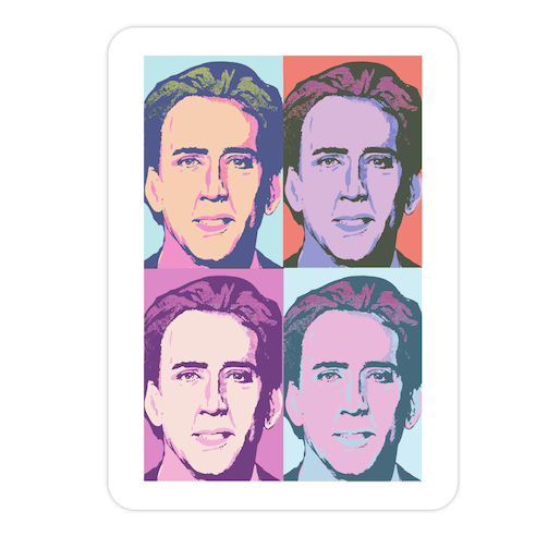 Nicholas Cage Pop Art Parody Die Cut Sticker