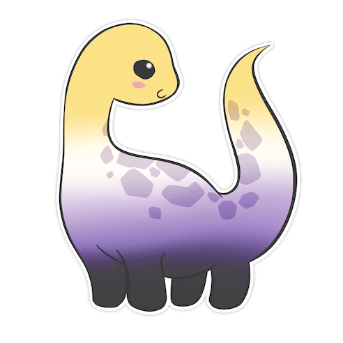 Non-Binary-Dino Die Cut Sticker