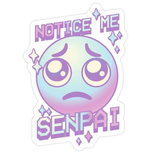 Notice Me Senpai Vaporwave Emoji Die Cut Sticker