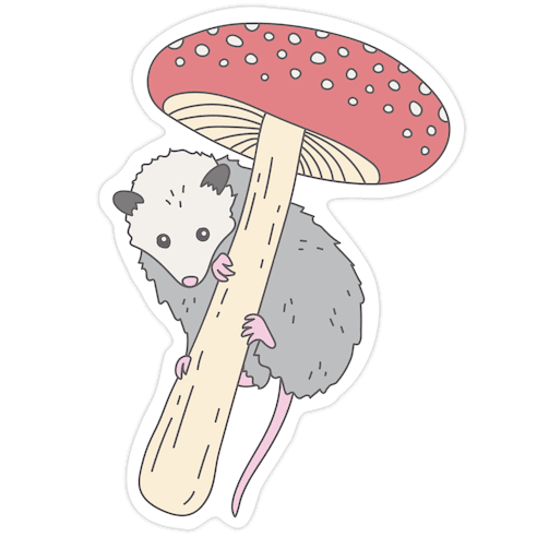 Opossum Mushroom Die Cut Sticker