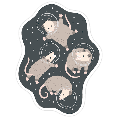 Opossums In Space Die Cut Sticker
