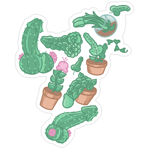 Penis Plants Pattern Die Cut Sticker