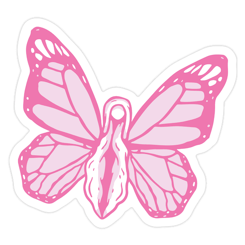 Pink Butterfly Vagina Die Cut Sticker