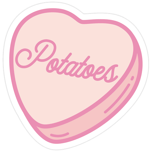 Potatoes Candy Heart Die Cut Sticker