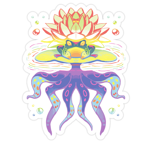 Psychedelic Lily Frog Die Cut Sticker