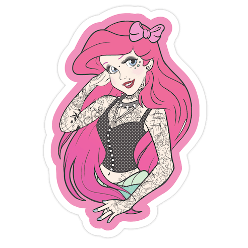 Punk Mermaid Princess Die Cut Sticker