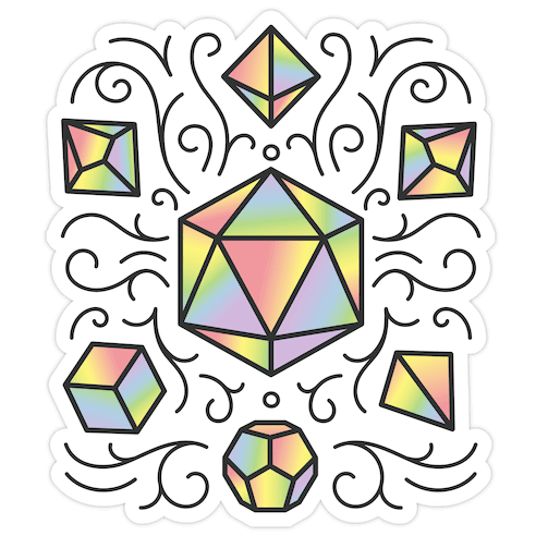 Rainbow DnD Dice Set Die Cut Sticker