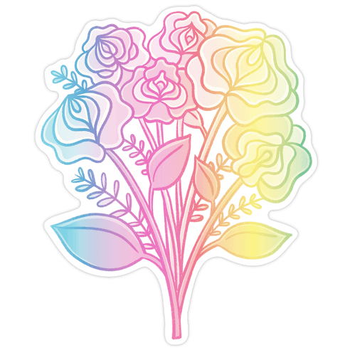Rainbow Vulva Bouquet Die Cut Sticker