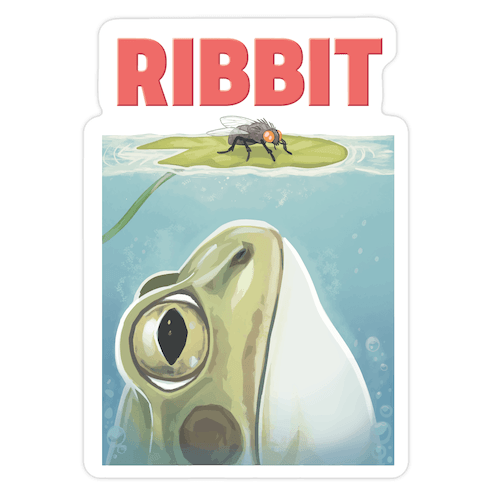 Ribbit Jaws Parody Die Cut Sticker