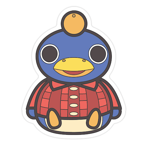 Roald Sitting With An Orange On His Head (Animal Crossing) Die Cut Sticker