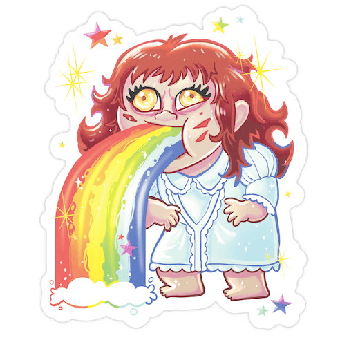 90's Rainbow Barfing Exorcist Die Cut Sticker