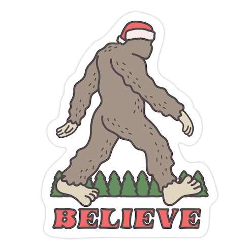 Santa Sasquatch Die Cut Sticker
