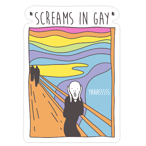Screams In Gay Edvard Munch Parody Die Cut Sticker
