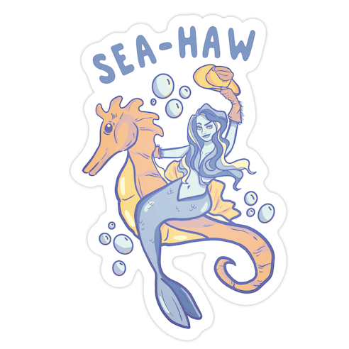 Sea-Haw Cowgirl Mermaid Die Cut Sticker