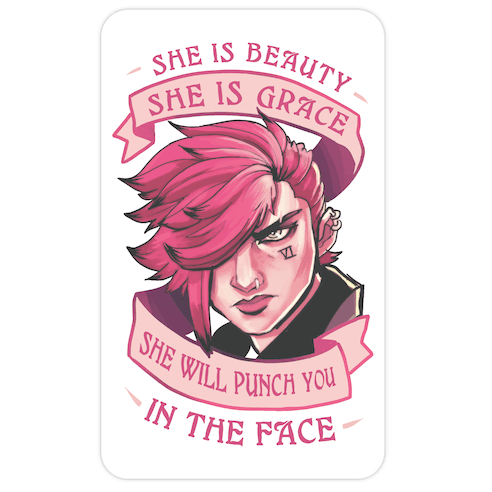 She is Beauty, She Is Grace, She will Punch You In The Face Die Cut Sticker