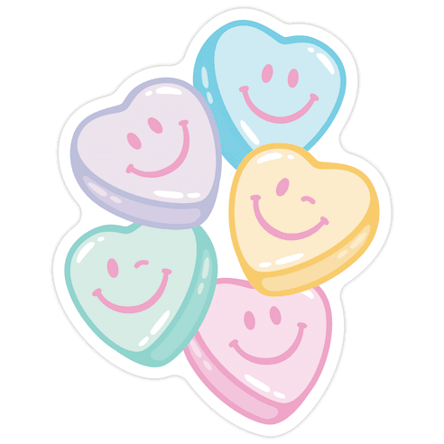 Smiley Candy Hearts Die Cut Sticker