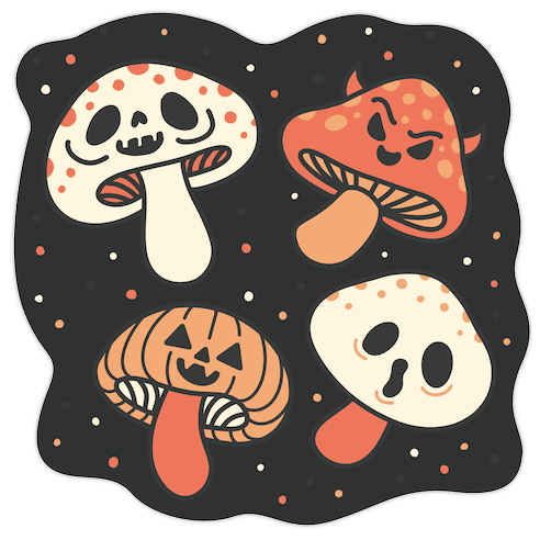 Spooky Mushrooms Die Cut Sticker