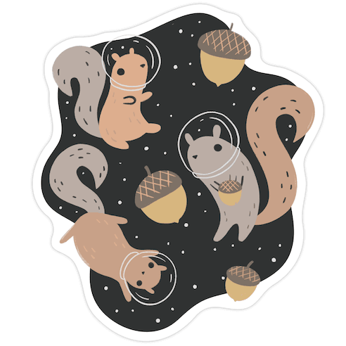 Squirrels In Space Die Cut Sticker
