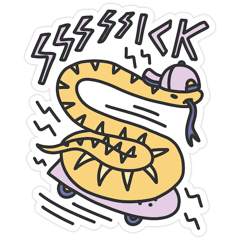 Sssssick Skating Snake Die Cut Sticker